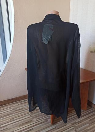 Класична чорна блуза з рюшами6 фото