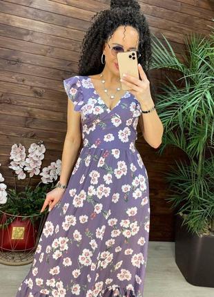 Платье  сарафан цветочный принт легкое летнее  длинное в пол3 фото