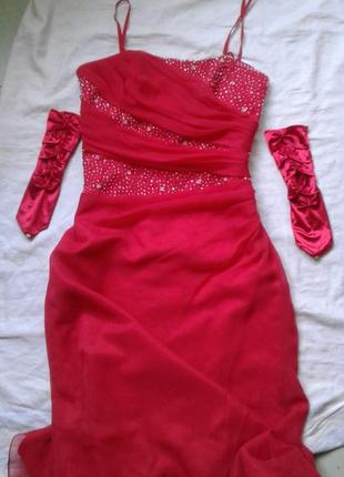 Красное вечернее платье 14 размер8 фото