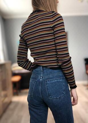Пуловер джемпер логслив базовий базовый база кардиган v образным верезом полосатая2 фото