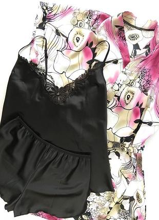 Набір шовковий(майка,шорти,халат) s. m