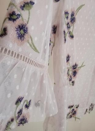 Лавандовая сетчатая блуза сетка с вышивкой3 фото