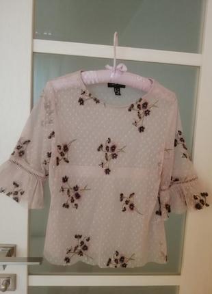 Лавандовая сетчатая блуза сетка с вышивкой5 фото