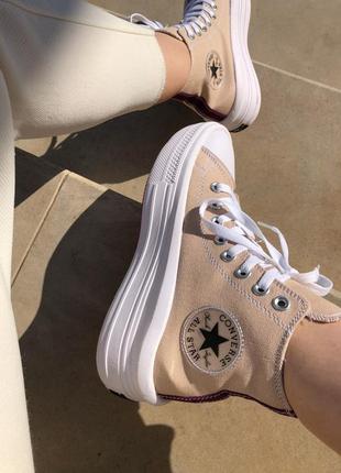 🌼💜🌼converse chuck taylor move high beige🌼💜🌼кеди конверс жіночі високі, жіночі кеді конверс, конвкрси жіночі високі, бежеві кеди конверс2 фото