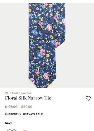 Вузький шовковий галстук polo ralph lauren квітковий принт7 фото