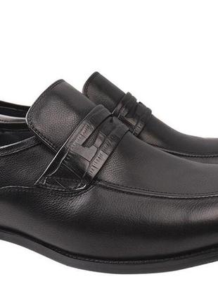 Туфлі чоловічі з натуральної шкіри, на низькому ходу, колір чорний, brooman, 45
