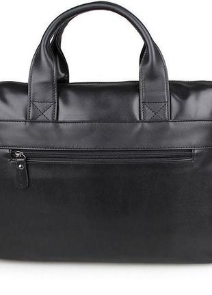 Кожаная сумка черная мужская 7122a (мессенджер, портфель)2 фото