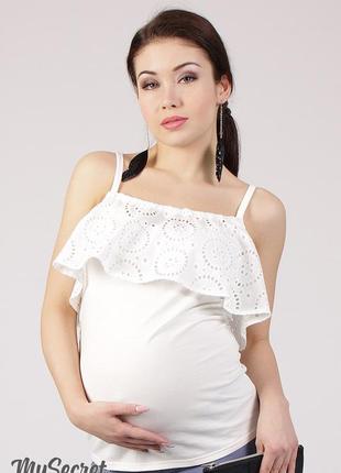 Стильна футболка для вагітних і годуючих bonnie nr-28.021, молочна, розмір 441 фото