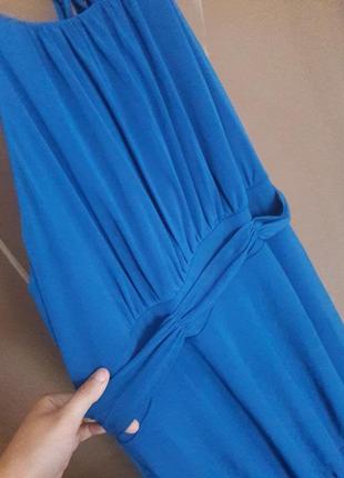 Ярко синее длинное платье1 фото