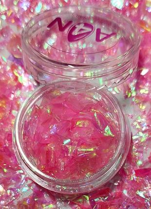 Слюда "битое стекло" нарезанное, в баночках, полупрозрачная, фольга "бите скло", блёстки