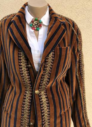 Оксамит,велюр піджак із золотою тасьмою,жакет з чоловічого плеча,люкс бренд,dolce & gabbana4 фото