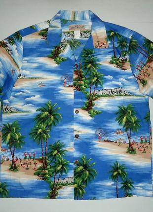 Рубашка  гавайская blue hawaii cotton гавайка (l-xl)