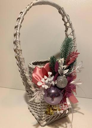 Корзина плетеная  под литровую банку белая