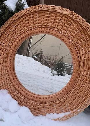 Зеркало плетеное круглое из лозы