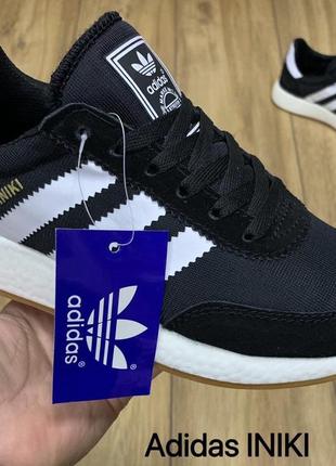 Кросівки adidas iniki black white / лёгкие классические кроссовки адидас иники чёрные с белым