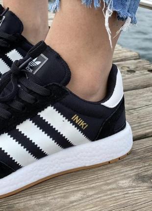 Кросівки adidas iniki black white / лёгкие классические кроссовки адидас иники чёрные с белым6 фото