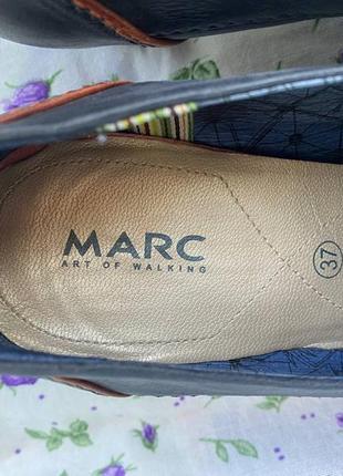 Marc art of walking фірмові брендові жіночі сині шкіряні з натуральної шкіри туфлі на каблуку броги на шнурівці4 фото
