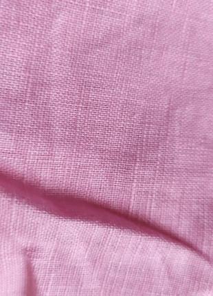 Лляна спідниця міді на зав'язку льон рожевого кольору4 фото