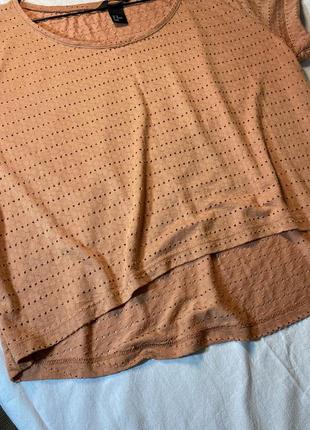 Укороченная светло-коричневая футболка от hm3 фото