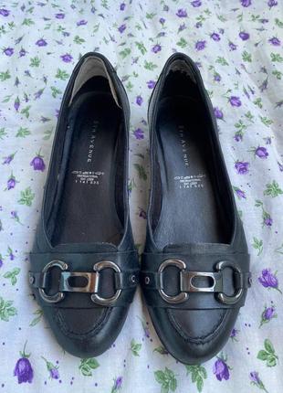 5th avenue туфлі туфельки жіночі фірмові брендові чорні шкіряні з натуральної шкіри на низькому каблуці3 фото