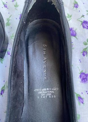 5th avenue туфлі туфельки жіночі фірмові брендові чорні шкіряні з натуральної шкіри на низькому каблуці4 фото