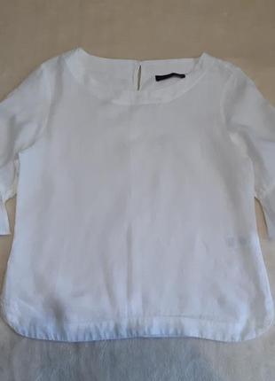 Льняна біла блуза 100% льон короткий рукав каскадна оборка р.8 marks & spencer4 фото