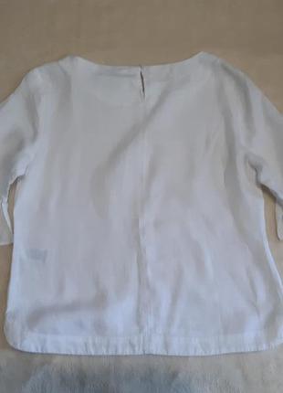 Льняна біла блуза 100% льон короткий рукав каскадна оборка р.8 marks & spencer5 фото
