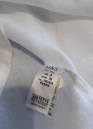 Льняна біла блуза 100% льон короткий рукав каскадна оборка р.8 marks & spencer7 фото