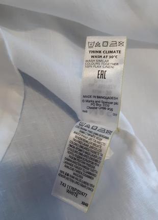 Льняна біла блуза 100% льон короткий рукав каскадна оборка р.8 marks & spencer8 фото