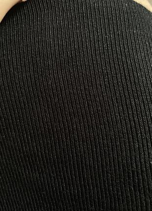 Облегающее чёрное платье в рубчик на шнуровке на завязке из вискозы4 фото