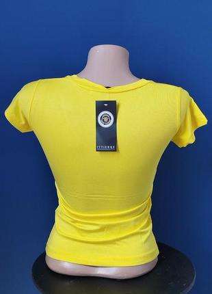 Женская стрейчевая футболка базовая желтая футболка турция4 фото