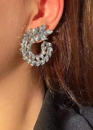 Серьги вечерние серебро сережки вечірні срібло