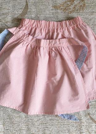 Двухсторонняя, клетчатая, в горошек юбка, юбочка с фартухом4 фото
