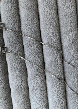 Сережки протяжки, срібло 9252 фото