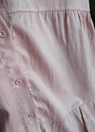 Платье розовое рубашка на пуговицах миди до колена пышное хлопок s m l7 фото