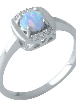 Серебряное кольцо с натуральным индонезийским голубым опалом2 фото