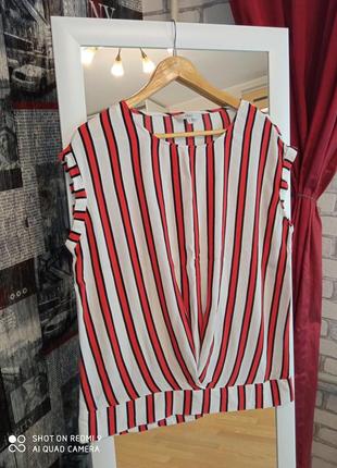 Натуральная летняя блузка в полоску, батал, 2xl1 фото