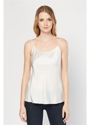 Базова шовковиста майка/ топ бежевого кольору в стилі білизни