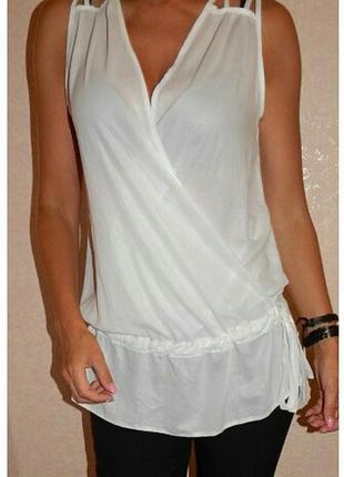 Стильная шифоновая блуза размер с цвет белоснежный