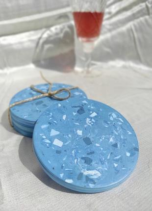 Набор (4 шт) подставок в технике терраццо