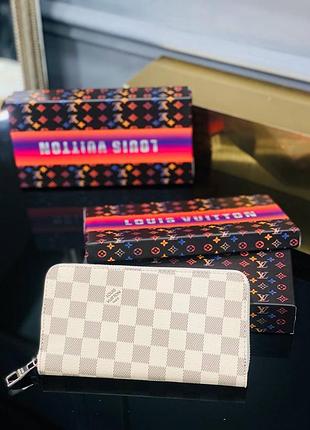 Кошелек белый в клетку женский мужской в стиле louis vuitton кошелек шахматка луи витон
