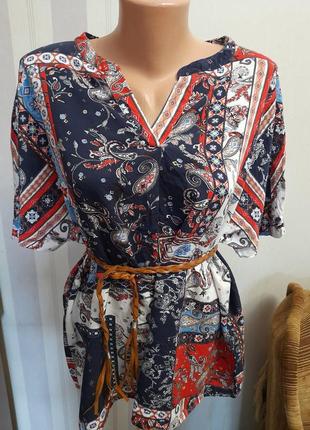 Легка блуза віскоза об'ємна блузка сорочка футболка штапельная великий розмір