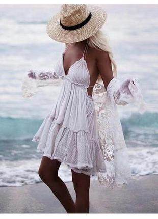 Пляжне бавовняне плаття на шнурівці2 фото