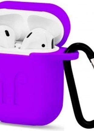 Чехол для apple airpods с карабином фиолетовый (violet)