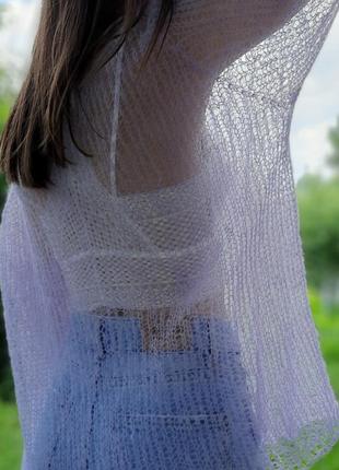 Літній светр павутинка в бузковому кольорі5 фото