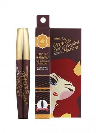 Подовжуюча та підкручуюча туш для вій farmstay princess curl & long lash mascara 12 g