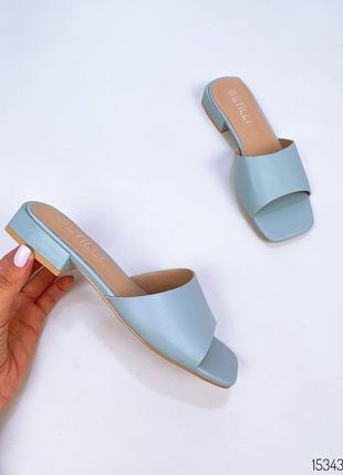 Шлепанцы шлепки женские на квадратном каблуке широком низкий ход классика
