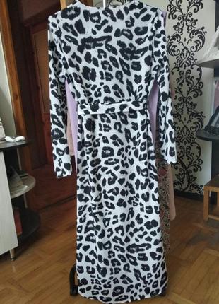 Летнее леопардовое платье миди, сарафан шифоновый3 фото