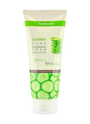 Очищаюча пінка для вмивання з екстрактом огірка farmstay cucumber pure cleansing foam 180 ml1 фото