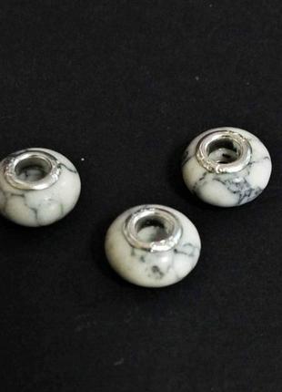 Намистина пандора "кахолонг" (пластик) d-14х8мм d-5мм фасовка 5шт.